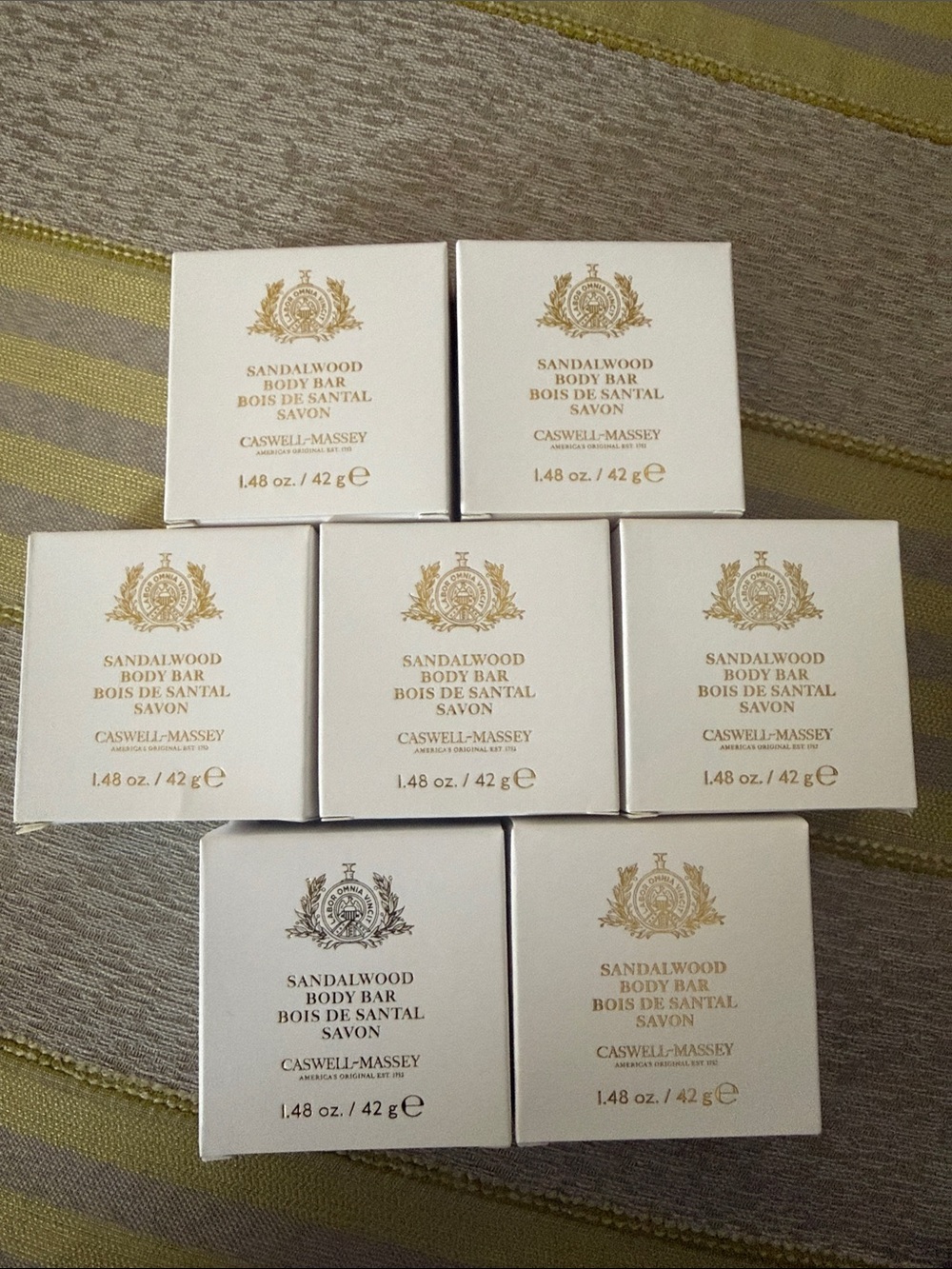 NEW - 7 Sandalwood Caswell-Massey Bar Soap - Hotel Luxury Travel Bath Amenities